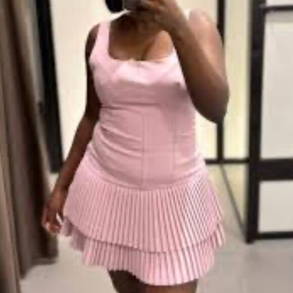 Commense Rose Pink Mini Pleated Dress(Size Medium) - Picture 2 of 7